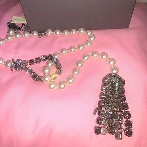 RARE BEAUTY JACQUES FATH PEARL SWAROVSKI CRYSTAL NECKLACE NWT & BOX
